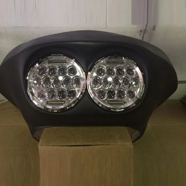 DUAL 7" DAYMAKER 2014 - 2018   75 WATT LED Replacement ROAD GLIDE Chrome Light Bulb Headlight Harley   Bezel