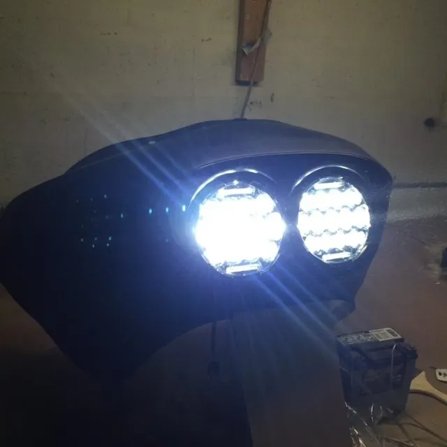DUAL 7" DAYMAKER 2014 - 2018   75 WATT LED Replacement ROAD GLIDE Chrome Light Bulb Headlight Harley   Bezel