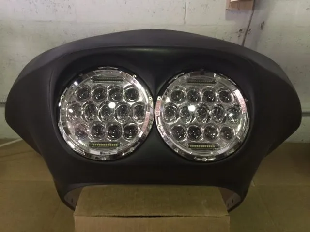 DUAL 7" DAYMAKER 2014 - 2018   75 WATT LED Replacement ROAD GLIDE Chrome Light Bulb Headlight Harley   Bezel