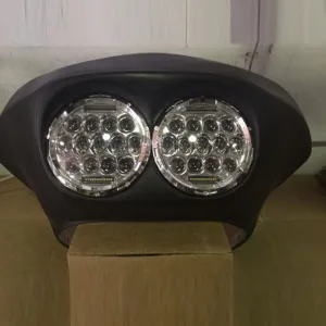 DUAL 7" DAYMAKER 2014 - 2018   75 WATT LED Replacement ROAD GLIDE Chrome Light Bulb Headlight Harley   Bezel