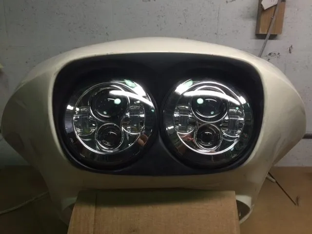 DUAL 7" DAYMAKER HID LED Replacement ROAD GLIDE Chrome Light Bulb Headlight Motorcycle Harley Bezel
