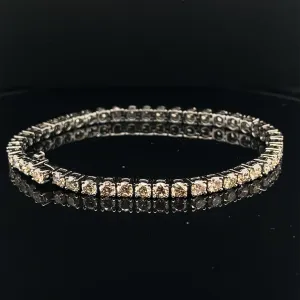Exquisite Cognac Brown  9.18ctw Luxe Tennis Bracelet in 18k Black Gold - (#116-BRDIA089279)