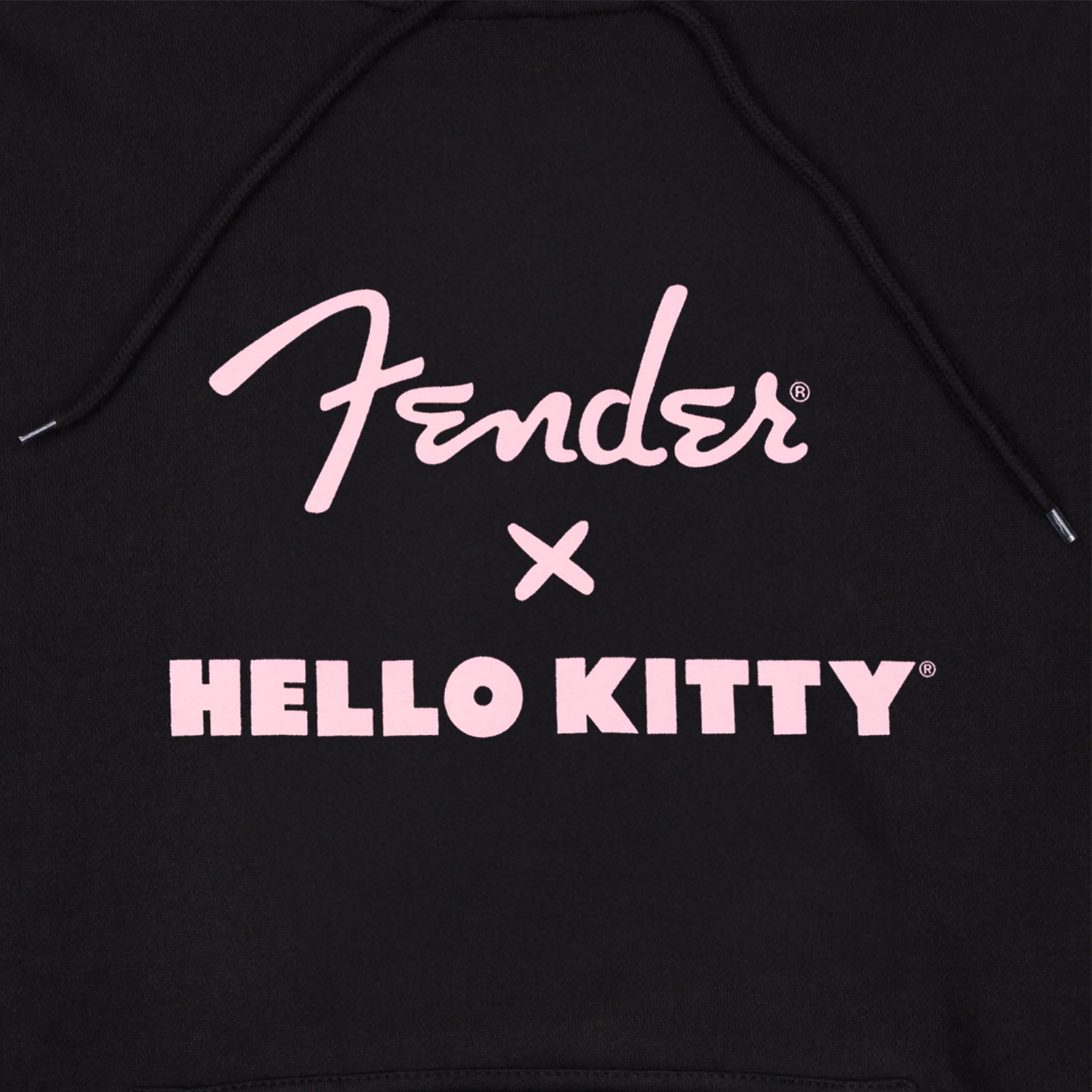 Fender Hello Kitty Black Sleeve Logo Hoodie, Black