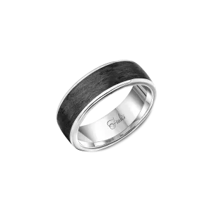 Fink's White Gold and Forged Carbon Fiber Thick Wedding Band