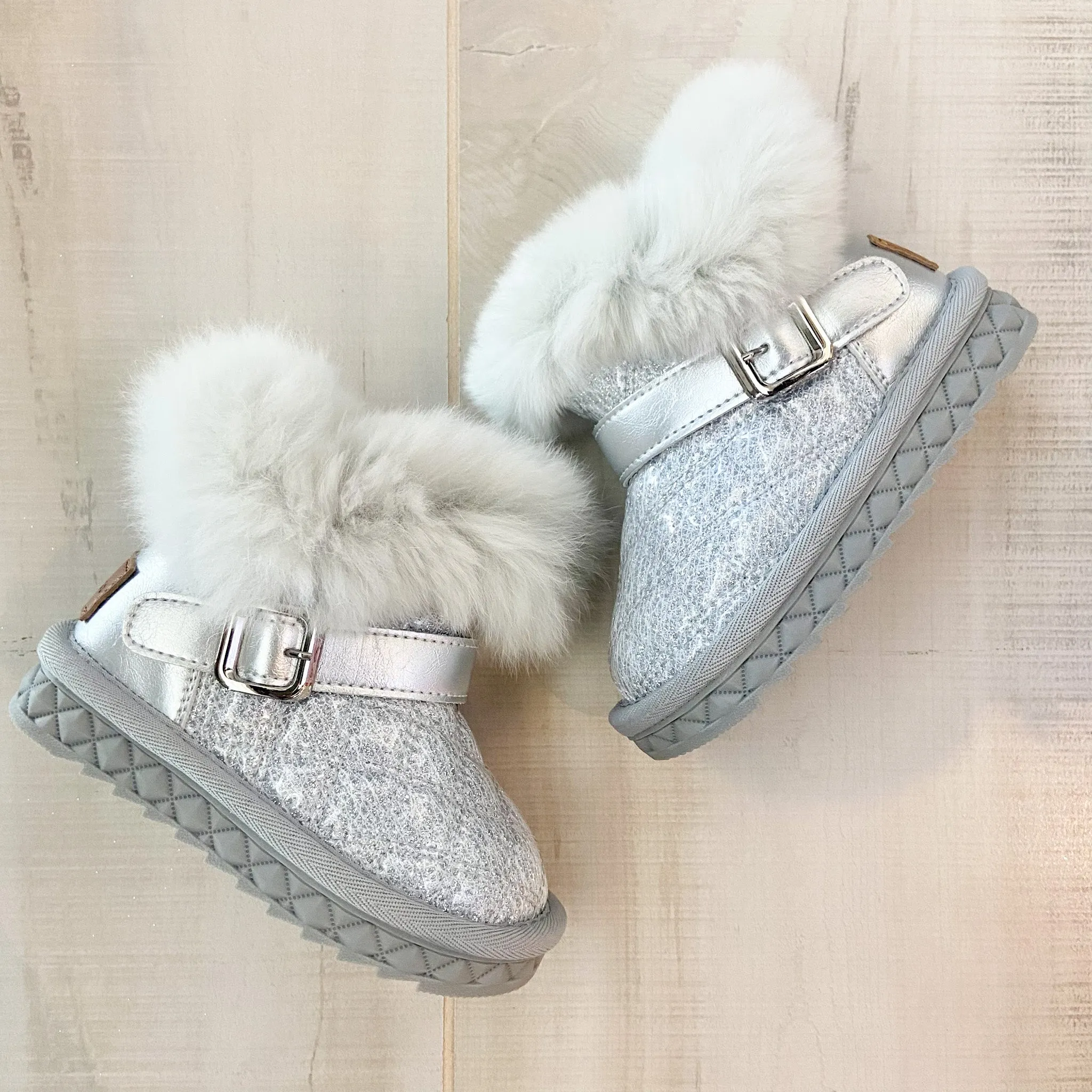 Fur Trim Quilted Boot | Silver