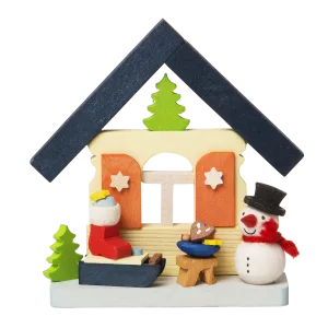 German Christmas Ornament: Christmas House Snowman