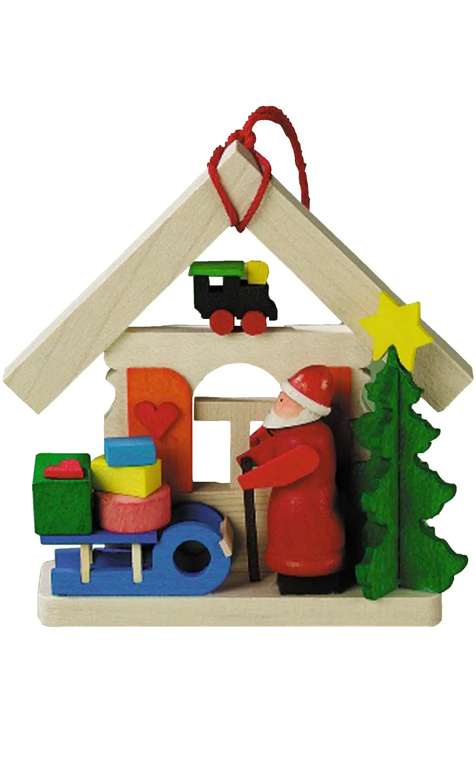 German Christmas Ornament: Santa with Sled