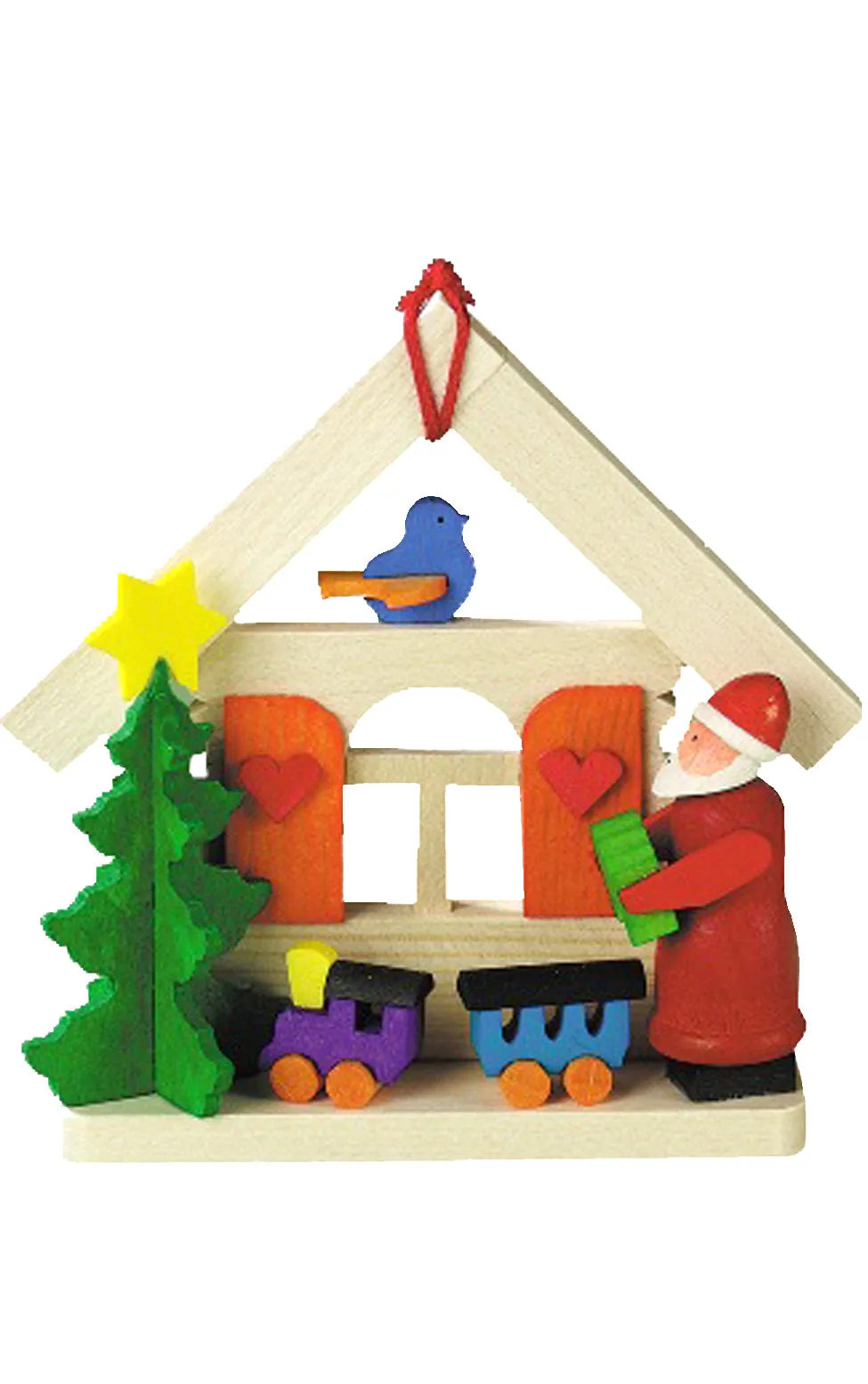 German Christmas Ornament: Santa with Tree & Train