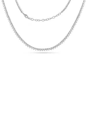 Graduated CZ Tennis Necklace - Silver / 16-18" Adjustable
