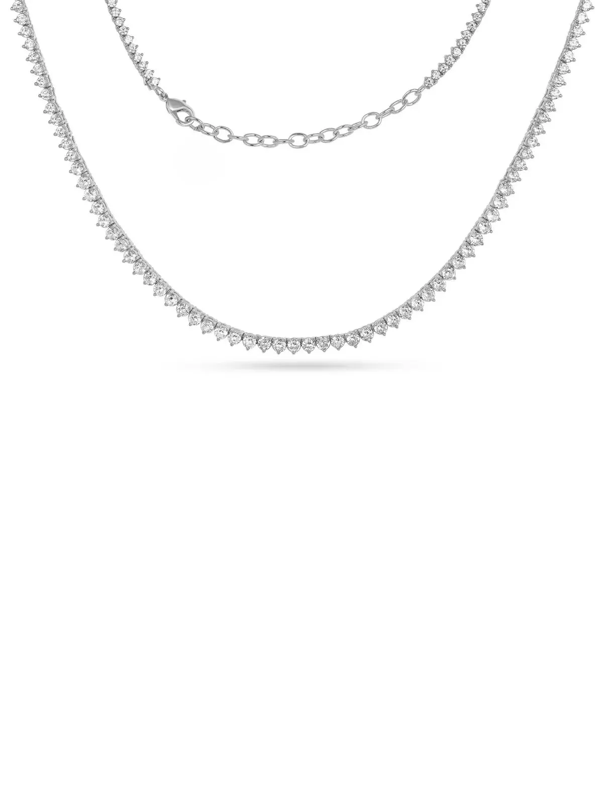 Graduated CZ Tennis Necklace - Silver / 16-18" Adjustable