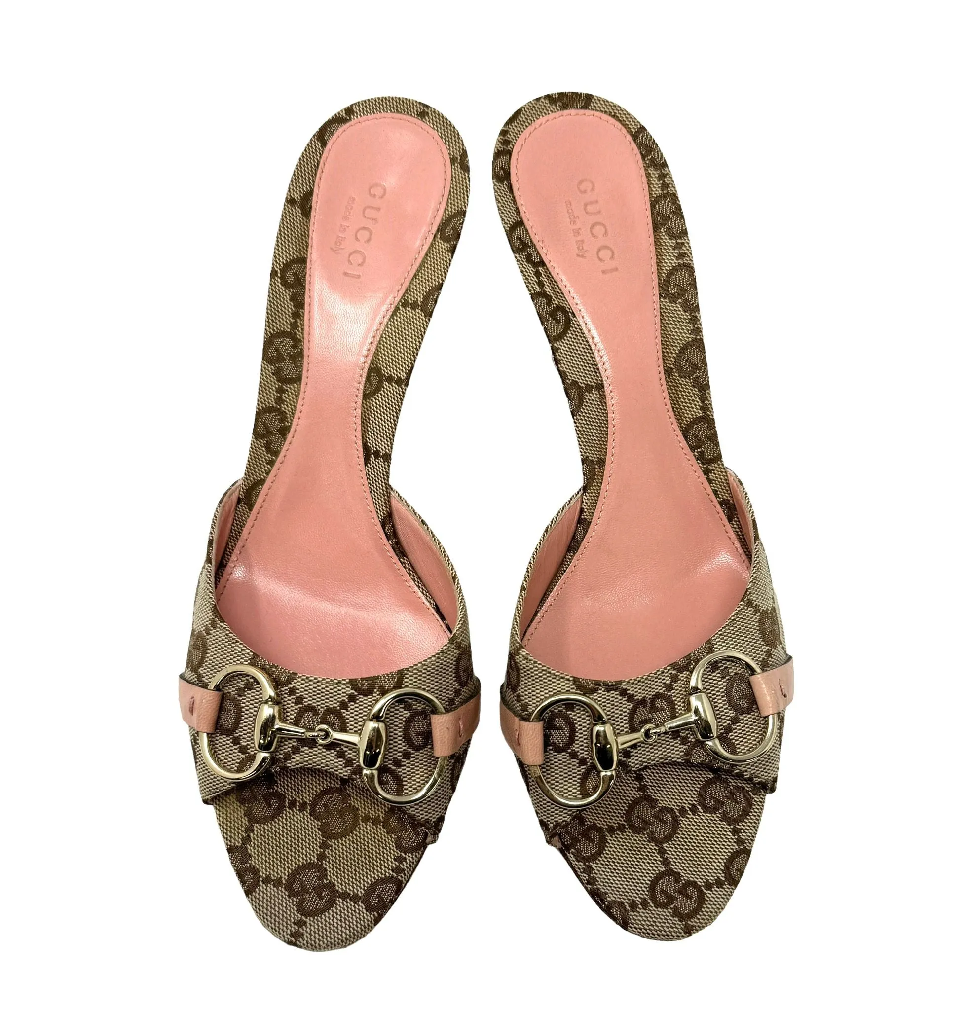 Gucci Tan Logo Horsebit Heels