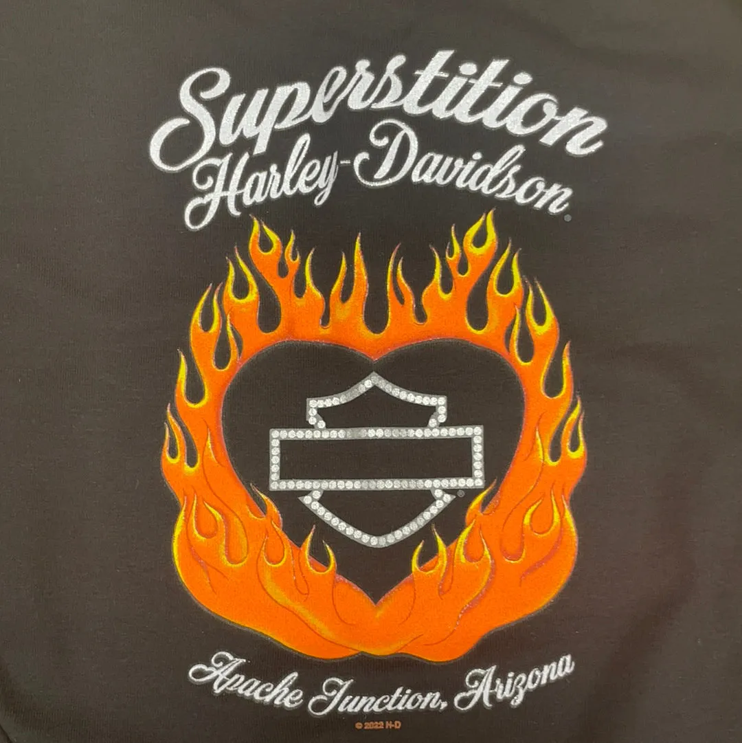 Harley-Davidson® Women's Bar & Shield Jersey 3/4 Long Sleeve Shirt, Black/Gray