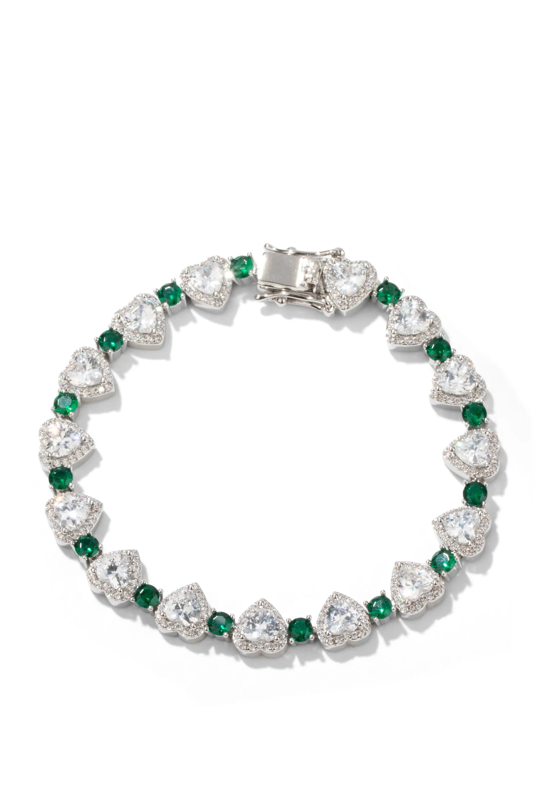 Heart Tennis Bracelet - Silver