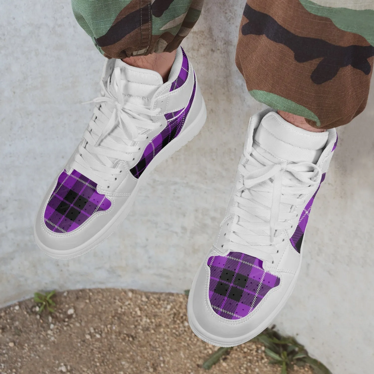 Heliotrope -  High-Top Leather Sneakers
