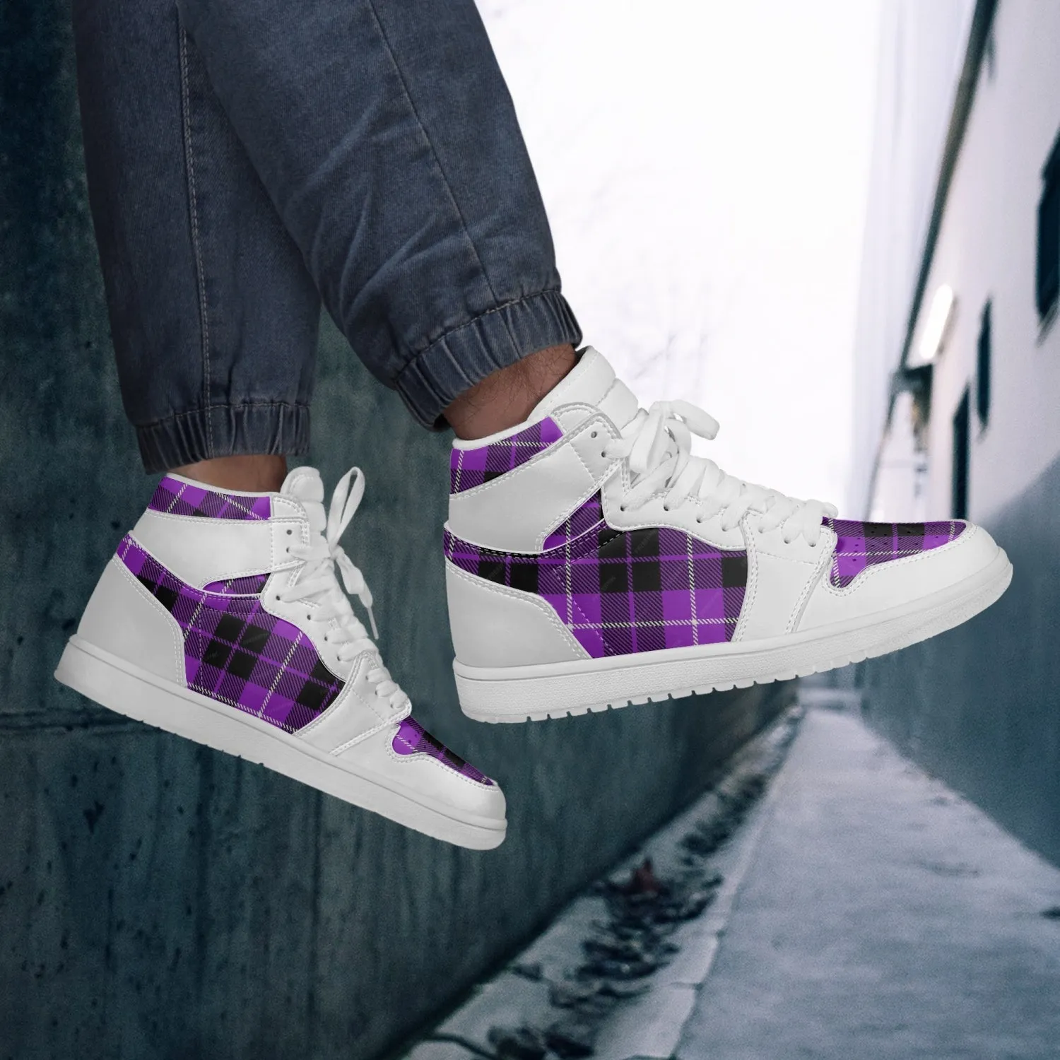 Heliotrope -  High-Top Leather Sneakers
