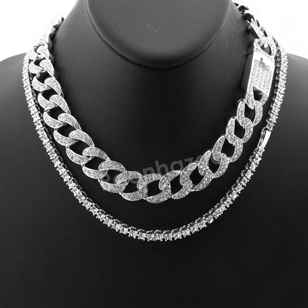 Hip Hop Quavo Anchor Crucifix Miami Cuban Choker Chain Necklace L56