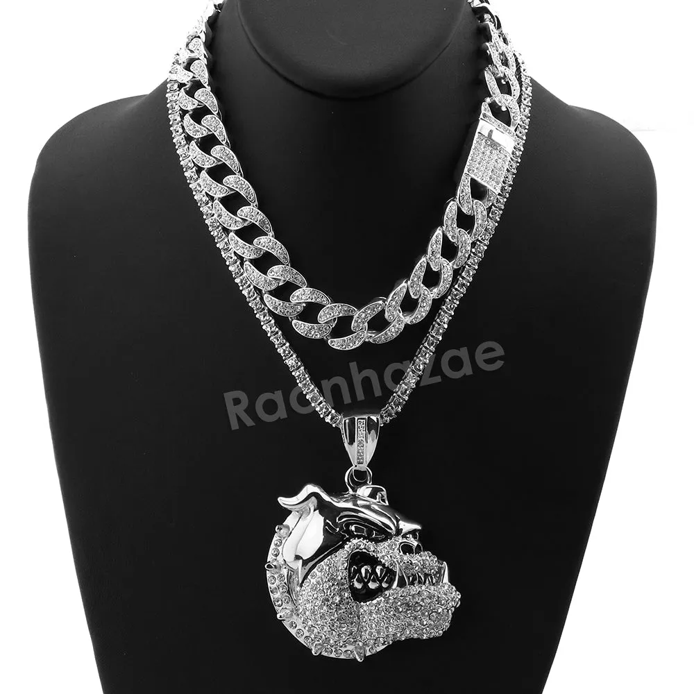 Hip Hop Quavo BULLDOG Miami Cuban Choker Chain Tennis Necklace L04