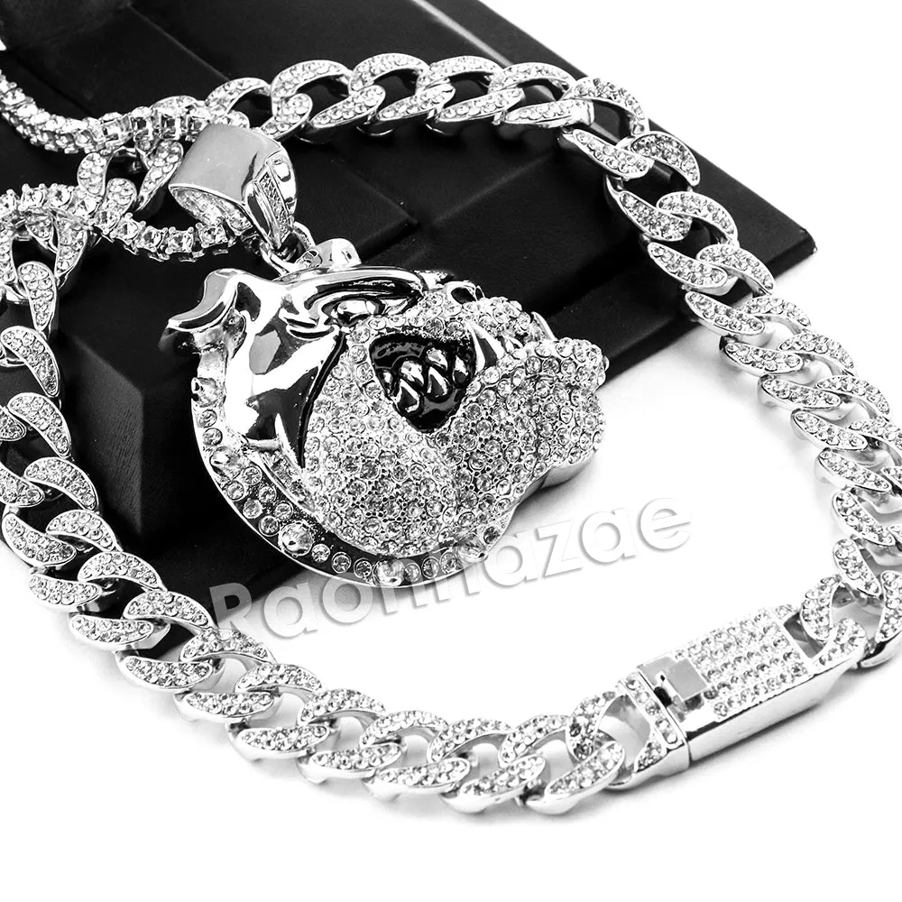 Hip Hop Quavo BULLDOG Miami Cuban Choker Chain Tennis Necklace L04
