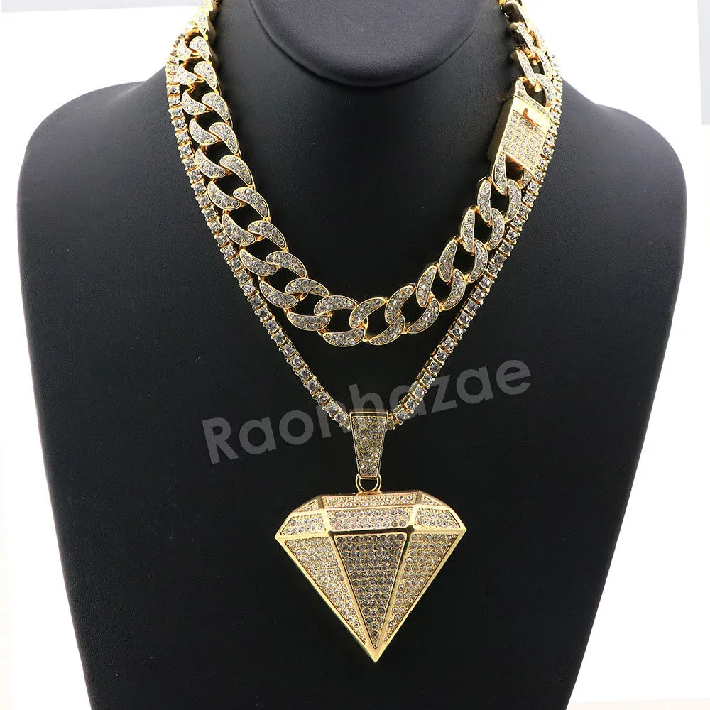 Hip Hop Quavo DIAMOND Miami Cuban Choker Tennis Chain Necklace L02
