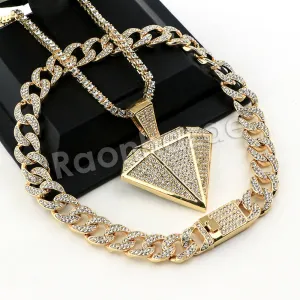 Hip Hop Quavo DIAMOND Miami Cuban Choker Tennis Chain Necklace L02