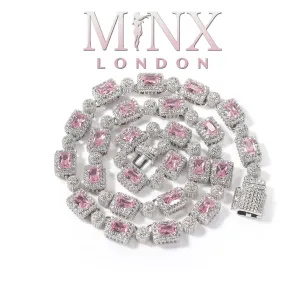 Iced Out Chain | Pink Diamond Necklace | Tennis Chain | Tennis Necklace | Mens Tennis Chain | Womens Tennis Chain | Diamond Tennis Chain