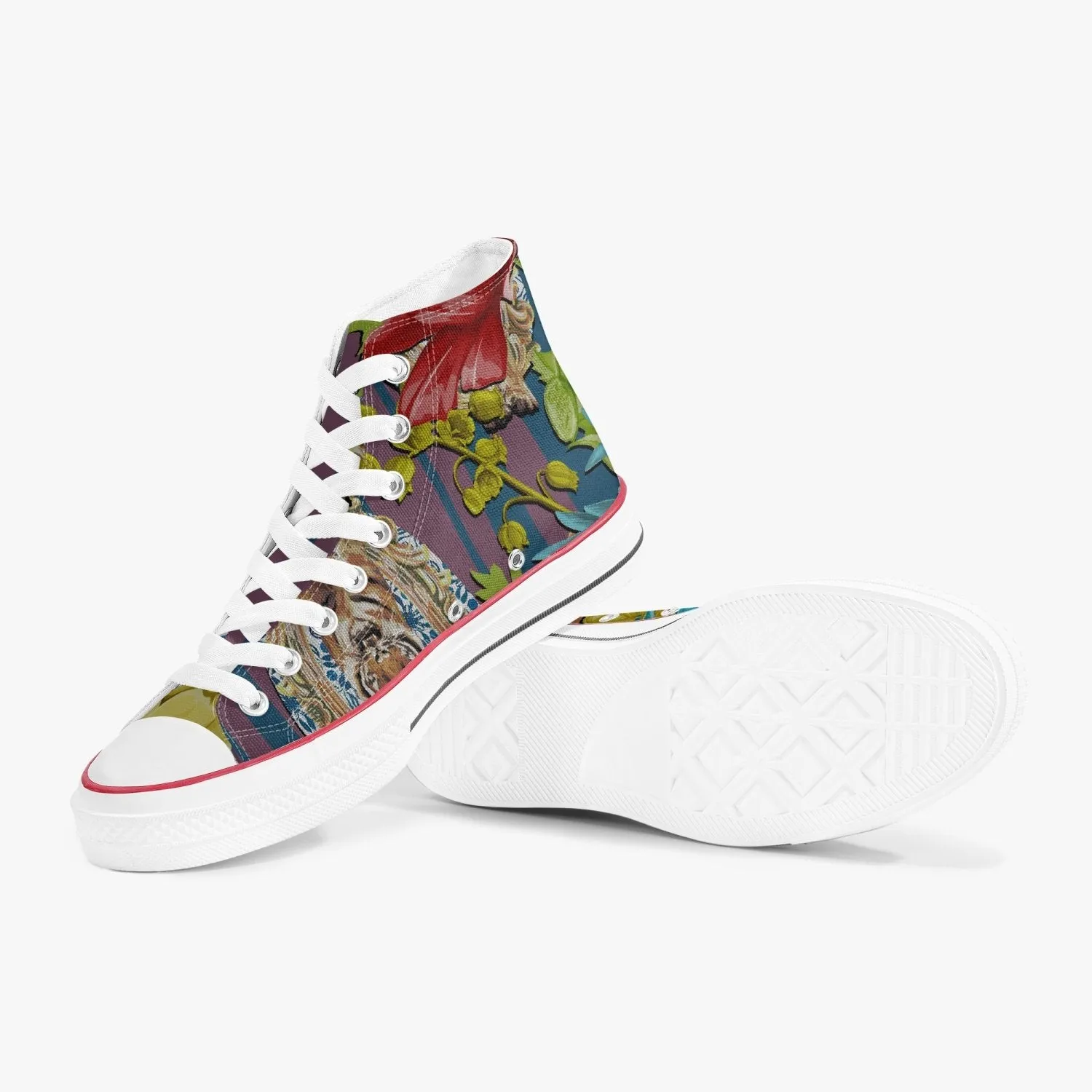 Jacki Easlick Tiger Flower Printed Canvas High Top Sneakers