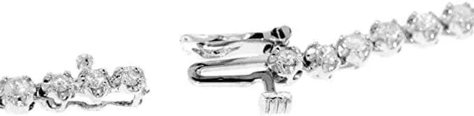 JewelMore 14K White Gold 10 ctw Round Lab Grown Diamond Graduated Riviera Fashion Tennis Necklace (10.00 CTW - SI / VS Clarity)