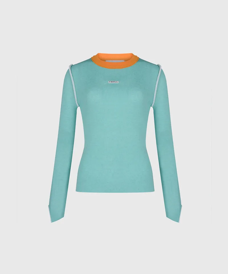 KANDINI Color Block Linen Knit - Mint