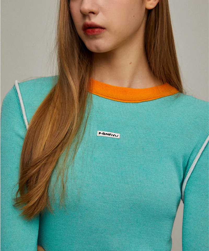 KANDINI Color Block Linen Knit - Mint