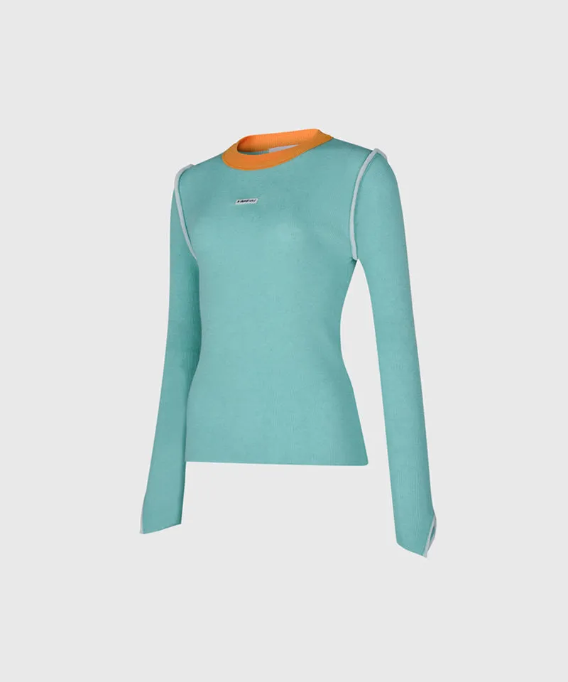KANDINI Color Block Linen Knit - Mint