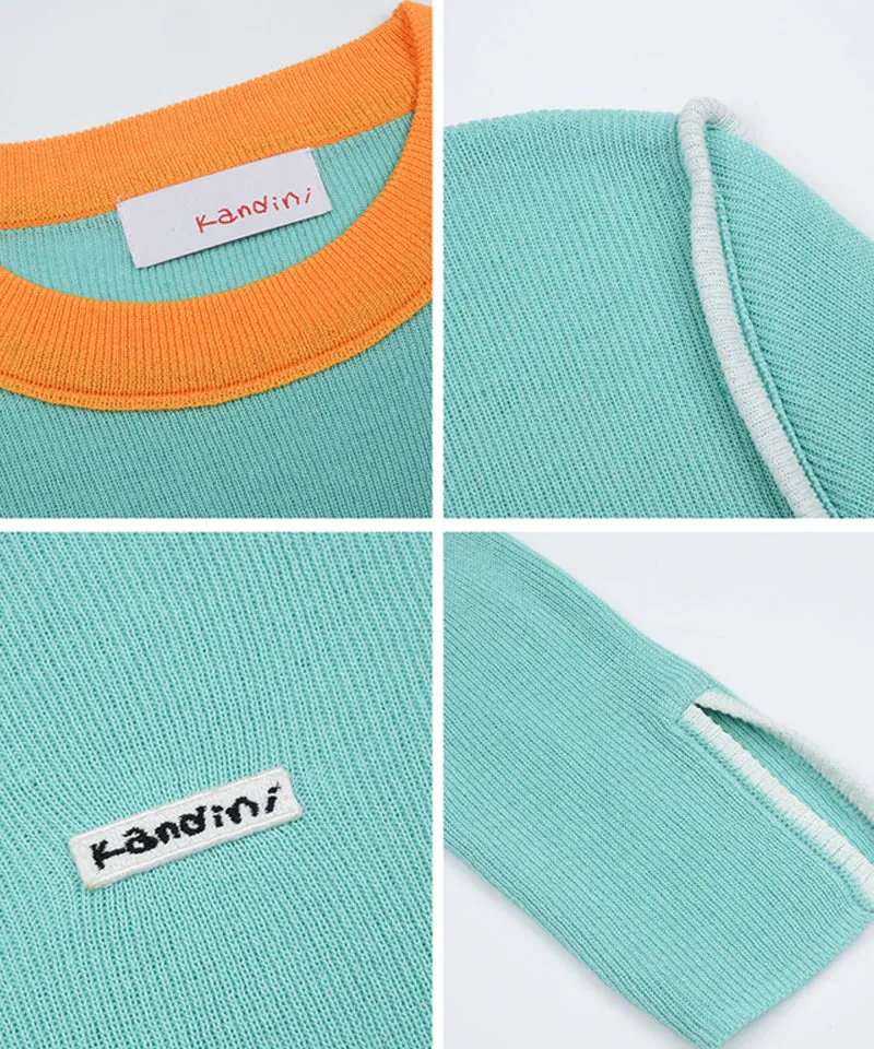 KANDINI Color Block Linen Knit - Mint