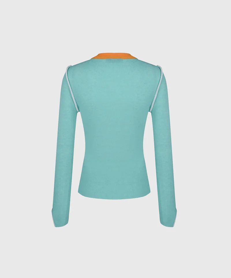 KANDINI Color Block Linen Knit - Mint