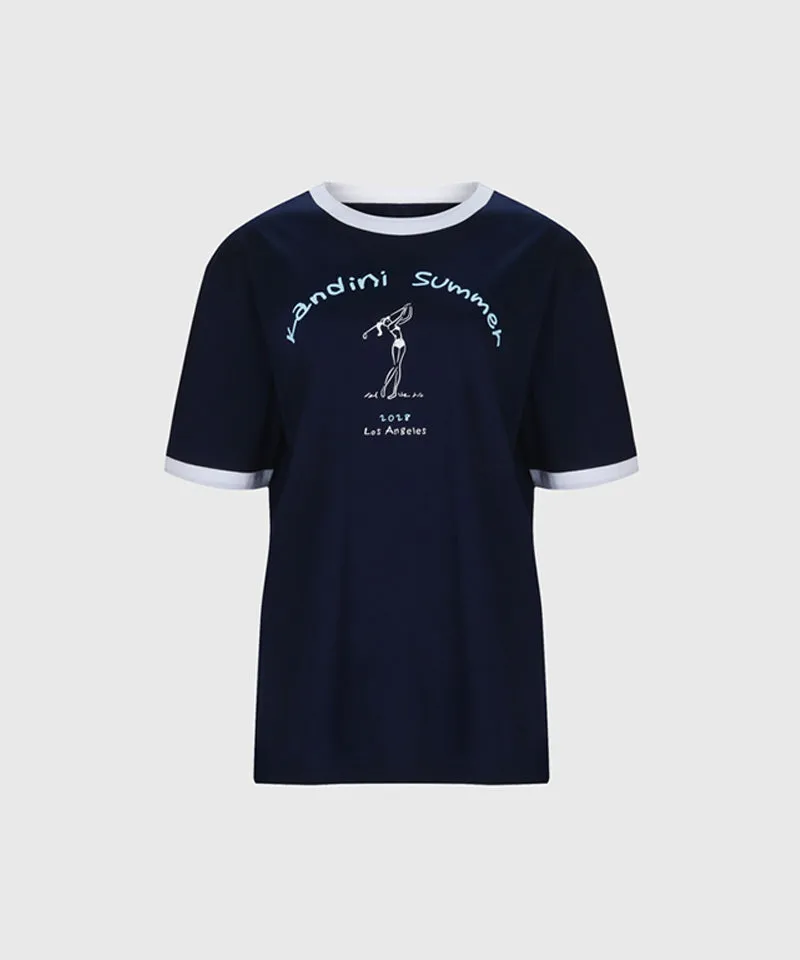 KANDINI Summer Print T-Shirt - Navy