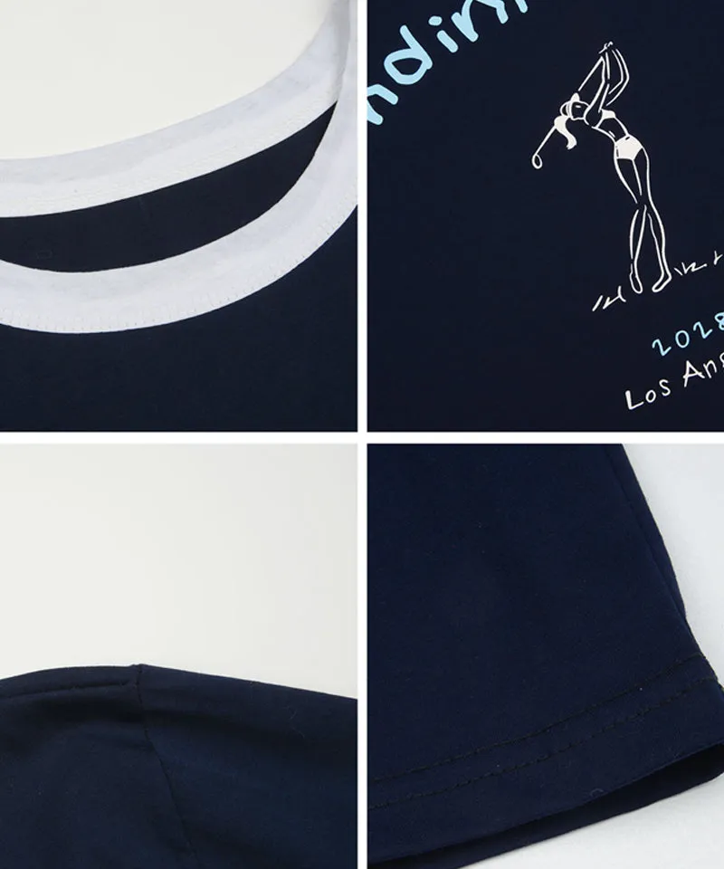 KANDINI Summer Print T-Shirt - Navy