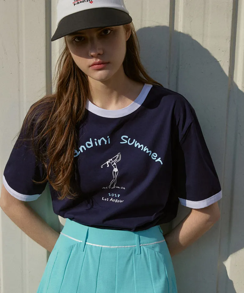 KANDINI Summer Print T-Shirt - Navy