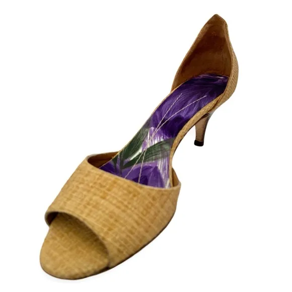 KATE SPADE • Eden Raffia Heels Shoes Includes Box Made In Italy