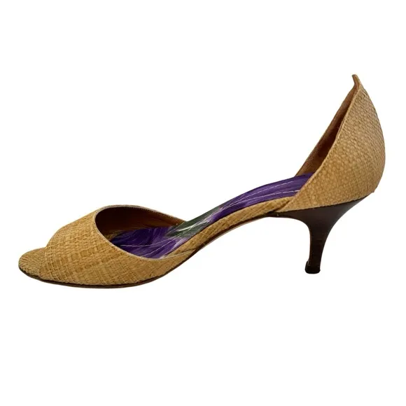 KATE SPADE • Eden Raffia Heels Shoes Includes Box Made In Italy