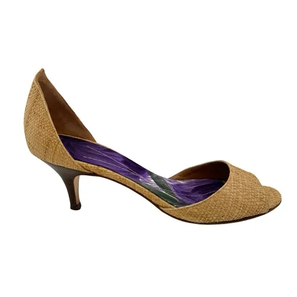 KATE SPADE • Eden Raffia Heels Shoes Includes Box Made In Italy