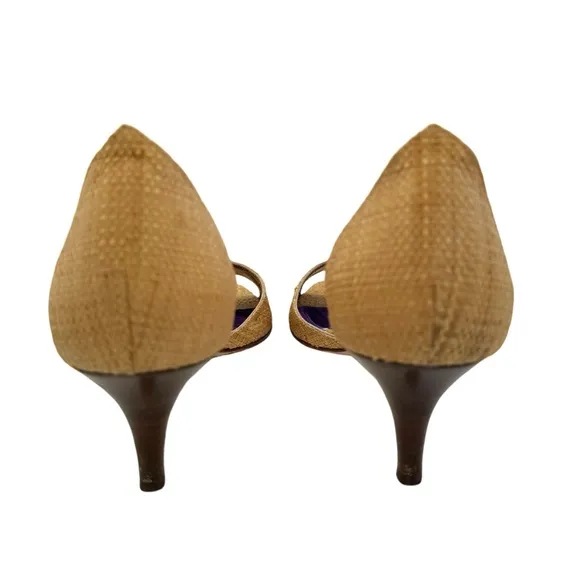 KATE SPADE • Eden Raffia Heels Shoes Includes Box Made In Italy