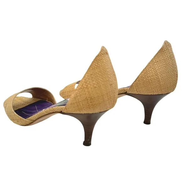 KATE SPADE • Eden Raffia Heels Shoes Includes Box Made In Italy