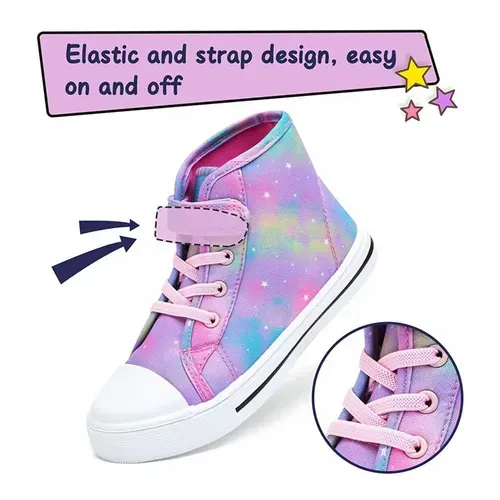 Kids Sneakers High-top Canvas Shoes Colorful Star - KKOMFORME