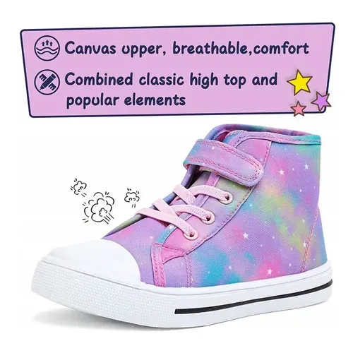 Kids Sneakers High-top Canvas Shoes Colorful Star - KKOMFORME