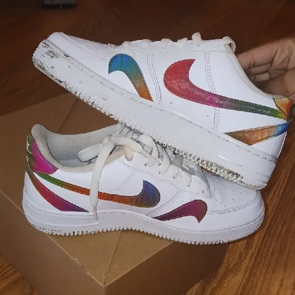 Kids White and Multicolor Nike Shoes