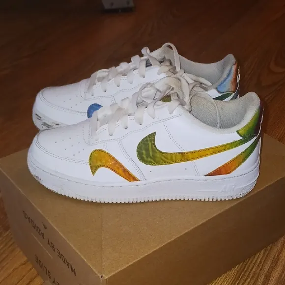 Kids White and Multicolor Nike Shoes