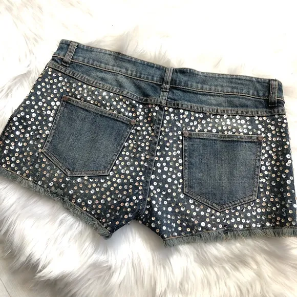 Like-New La Rok Mid 2000s Sequin Cutoff Shorts, Size 12