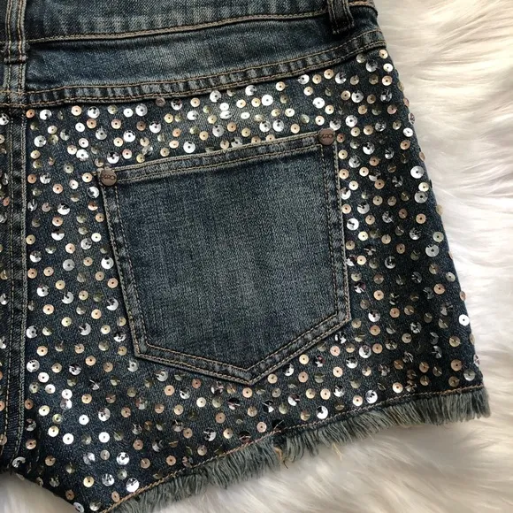 Like-New La Rok Mid 2000s Sequin Cutoff Shorts, Size 12