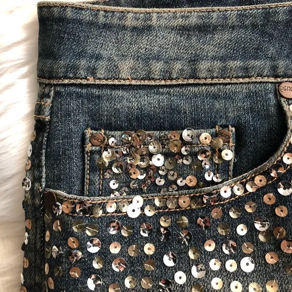 Like-New La Rok Mid 2000s Sequin Cutoff Shorts, Size 12