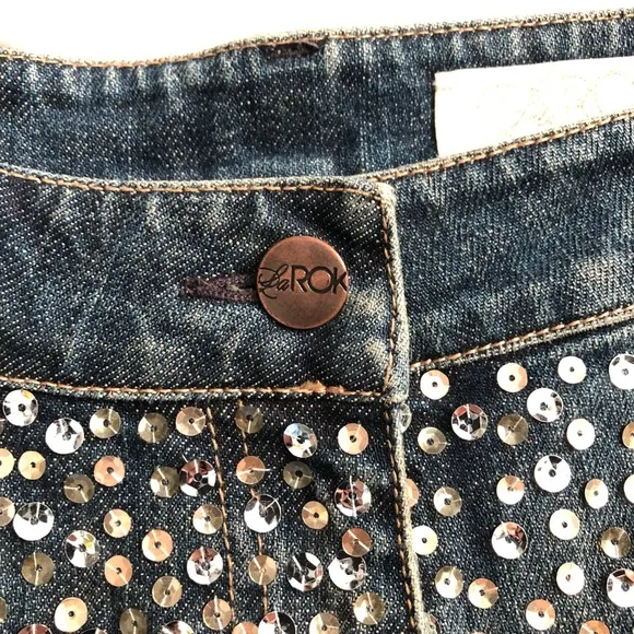 Like-New La Rok Mid 2000s Sequin Cutoff Shorts, Size 12