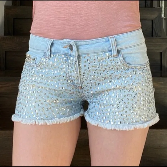 Like-New La Rok Mid 2000s Sequin Cutoff Shorts, Size 12