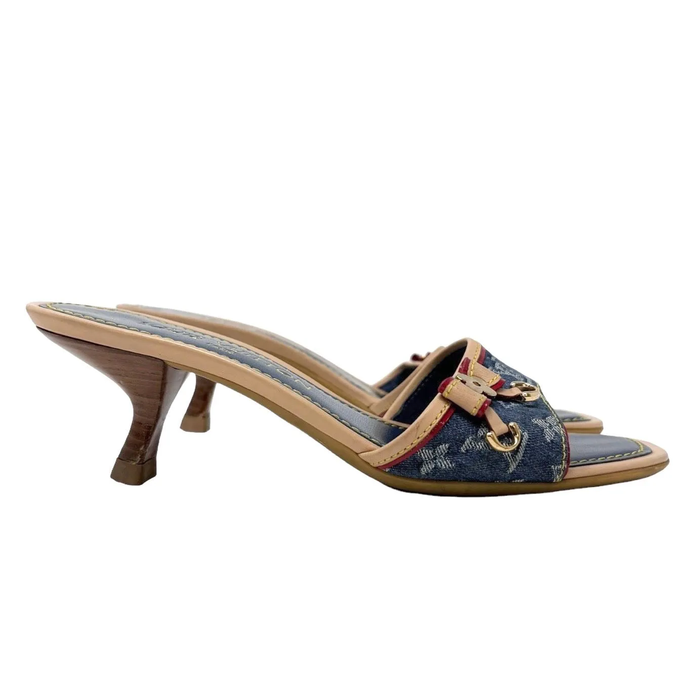 Louis Vuitton Blue Denim Kitten Heels